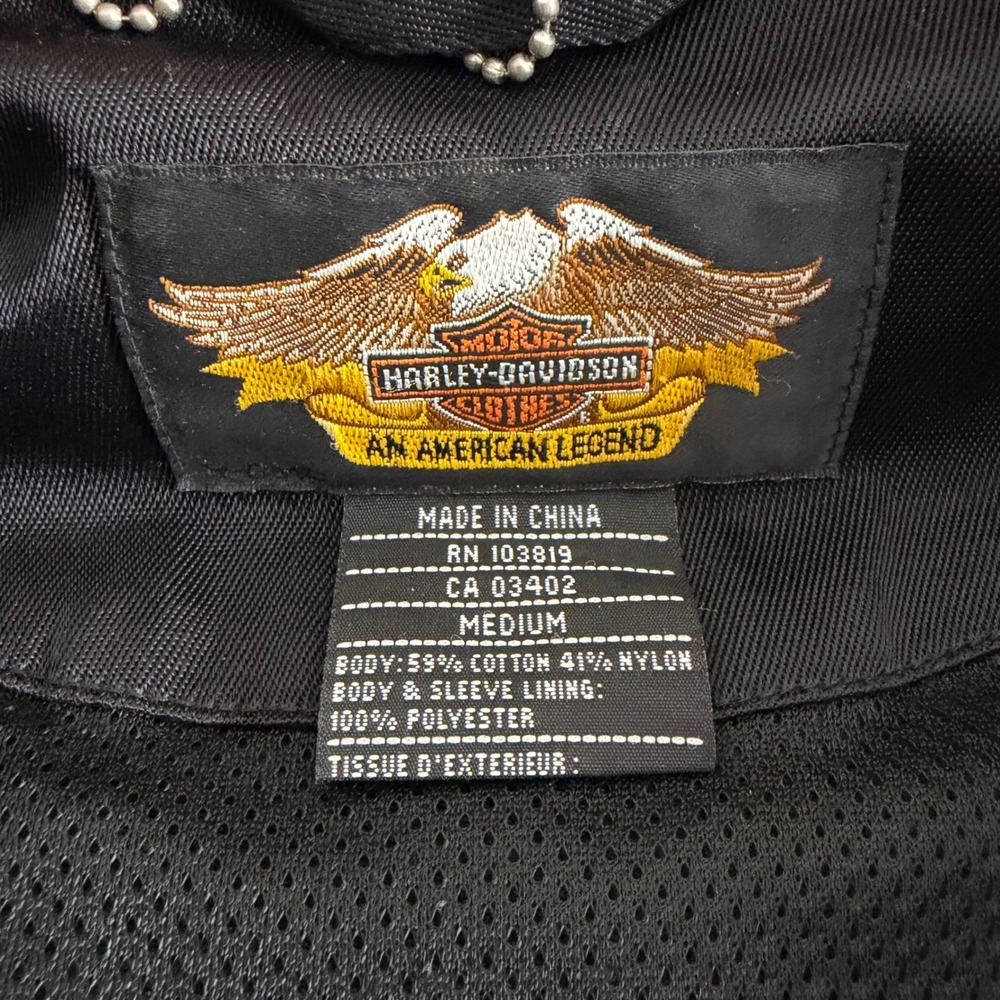 HarleyDavidson Womens Black Orange Racing Stripe Mesh Lined Riding Jacket Medium - Picture 9 of 14